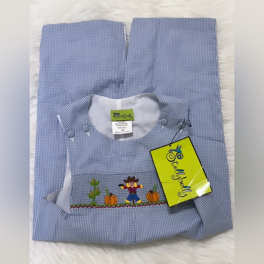 New with tag StellyBelly overall checkered blue Size 18 months